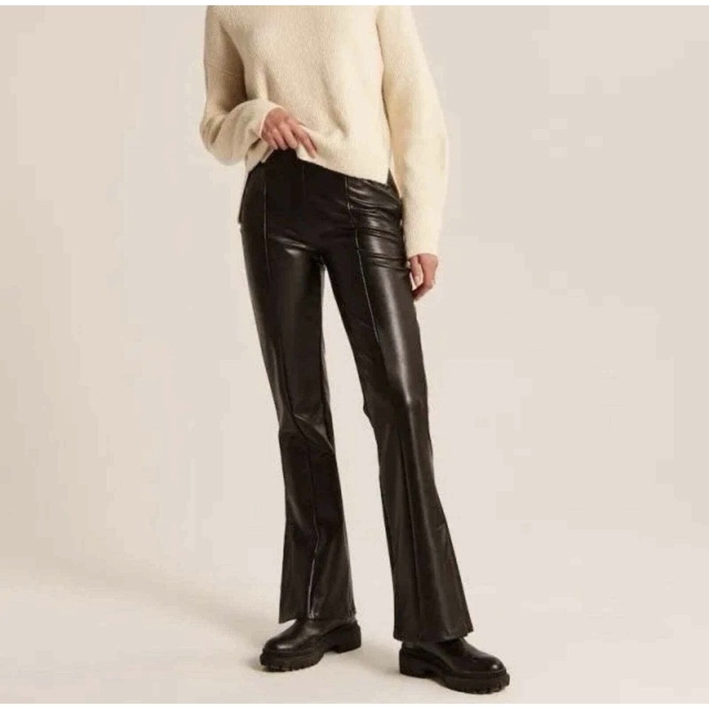 Abercrombie & Fitch Vegan Leather Flare Pants Size XSmall Gothic Wimsy